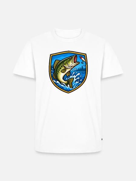 Bass Sprung Schild Patch - Männer Premium Bio T-Shirt - Weiß