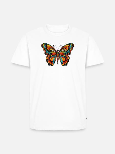 Schmetterling Bunte Ornamente - Männer Premium Bio T-Shirt - Weiß