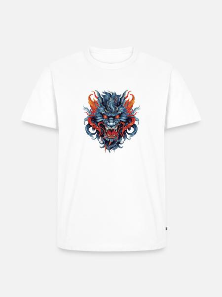Drachenkopf Asiatischer Drache Bunt - Männer Premium Bio T-Shirt - Weiß