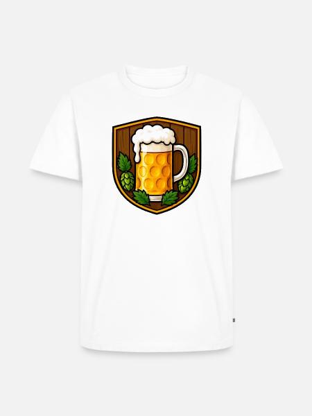 Bierkrug Shield Motiv - Männer Premium Bio T-Shirt - Weiß