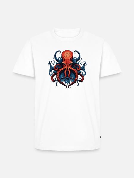 Oktopus Krake Bunt Illustration - Männer Premium Bio T-Shirt - Weiß