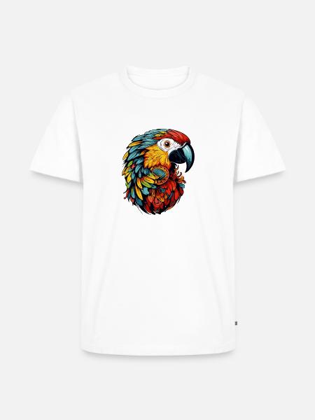 Papagei Ara Kopf Bunt - Männer Premium Bio T-Shirt - Weiß