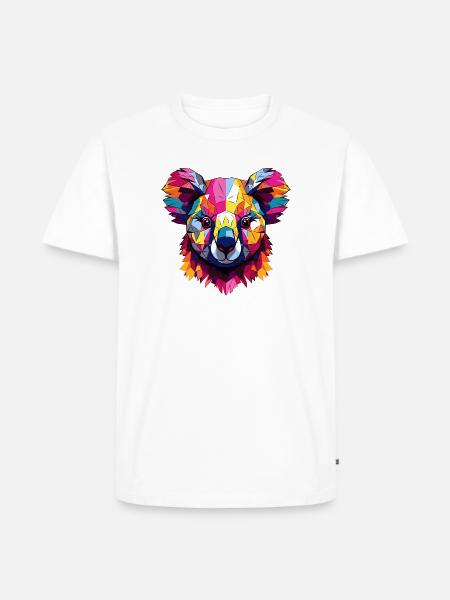 Geometrischer Regenbogen Koala - Männer Premium Bio T-Shirt - Weiß