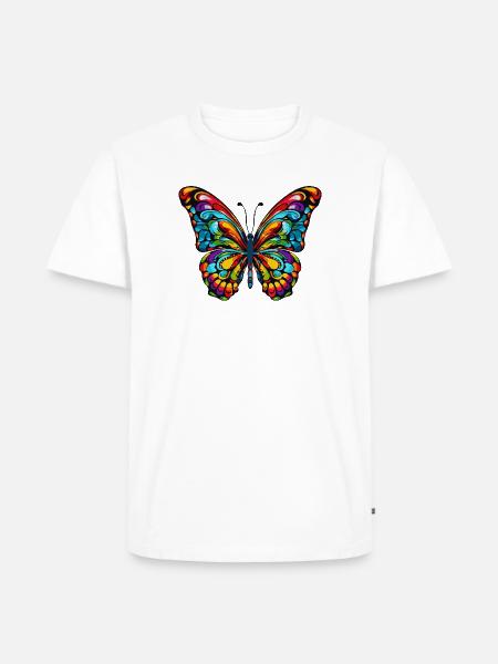 Regenbogen Schmetterlingkunst - Männer Premium Bio T-Shirt - Weiß