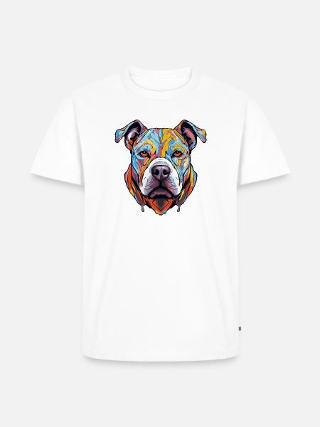 Hund Kopf Geometrisch Farbenfroh - Männer Premium Bio T-Shirt - Weiß