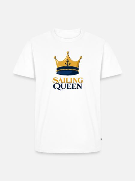 Sailing Queen – Seglerin mit Krone - Männer Premium Bio T-Shirt - Weiß