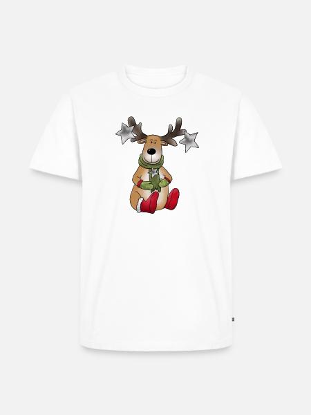 Rudolf_mit_Stern - Männer Premium Bio T-Shirt - Weiß
