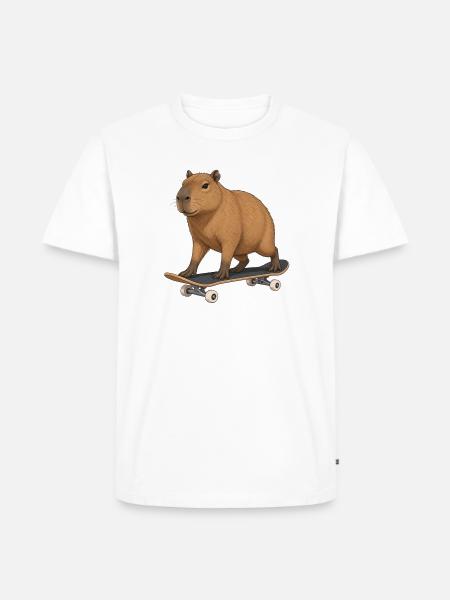 Capybara auf Skateboard - Männer Premium Bio T-Shirt - Weiß
