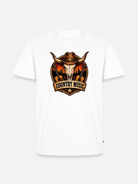 Country Musik Schädel Ranch - Männer Premium Bio T-Shirt - Weiß
