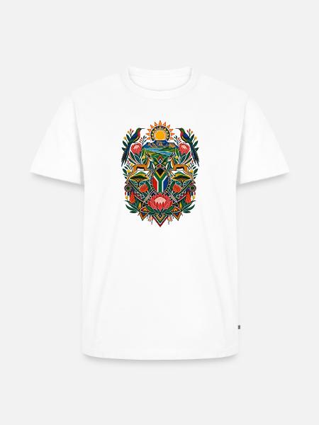 Titel: Südafrika | Springbock, Protea & Natur - Männer Premium Bio T-Shirt - Weiß