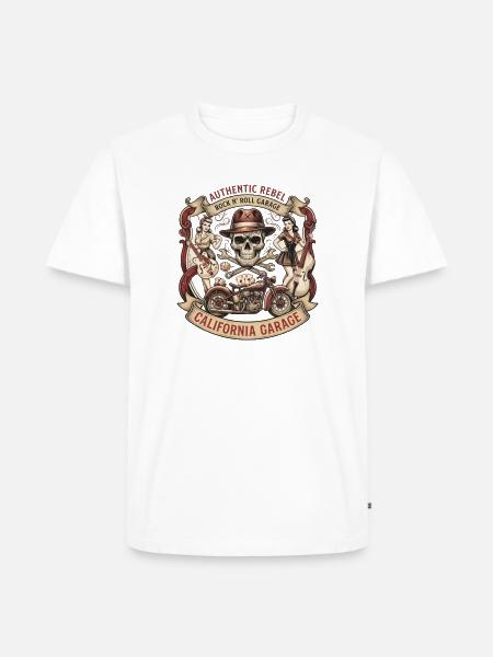 California Rebel Skull Garage - Männer Premium Bio T-Shirt - Weiß