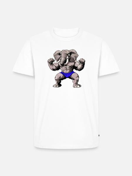 Fitness Elefanten - Männer Premium Bio T-Shirt - Weiß