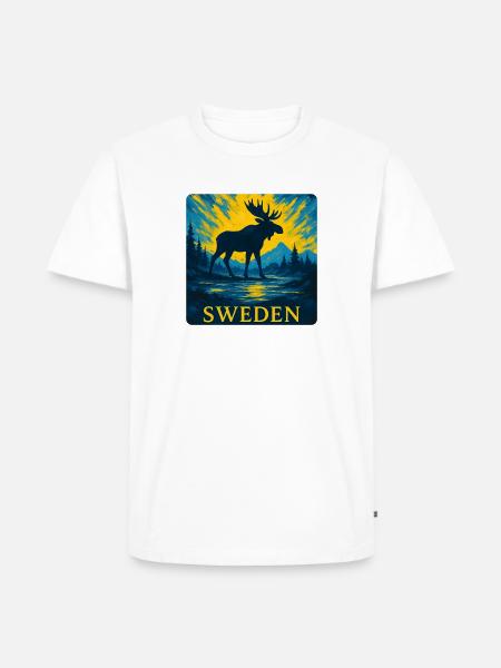 Schwedischer Elch im Abendlicht - Männer Premium Bio T-Shirt - Weiß