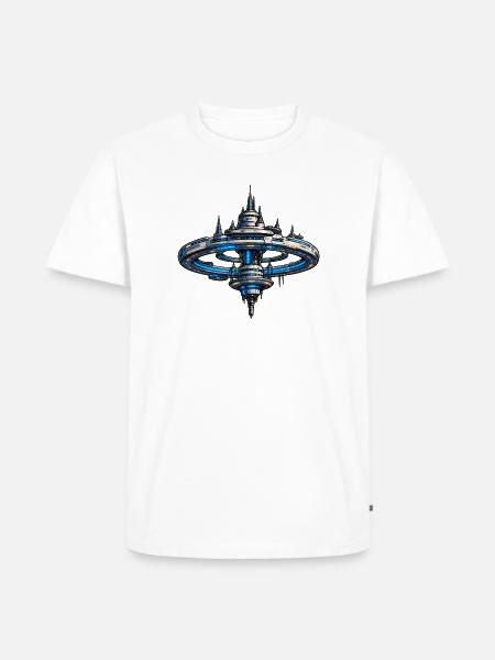Neonring Raumstation SciFi Kunst - Männer Premium Bio T-Shirt - Weiß