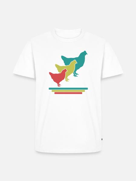 Hühner Trio Retro - Männer Premium Bio T-Shirt - Weiß