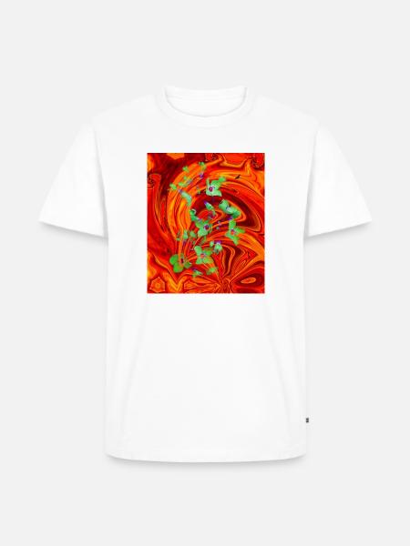 grüne Neonfeuerblume - Männer Premium Bio T-Shirt - Weiß