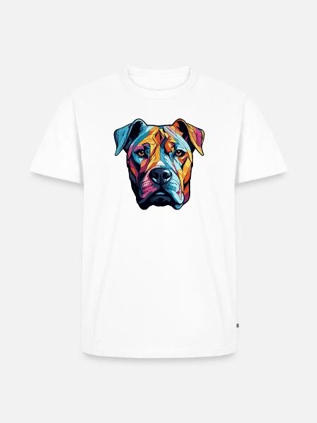Hundeporträt - Männer Premium Bio T-Shirt - Weiß