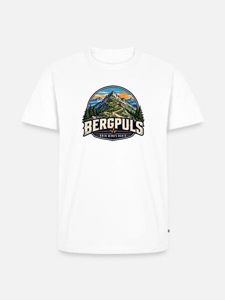 Bergpuls – Oben wird es ruhig - Männer Premium Bio T-Shirt - Weiß