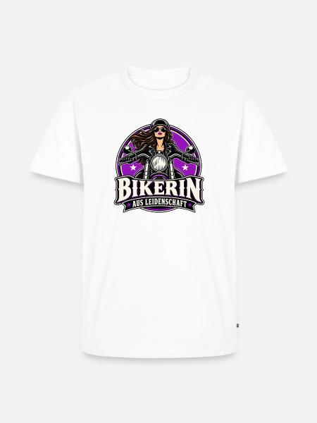 Bikerin Leidenschaft Motorrad-Style - Männer Premium Bio T-Shirt - Weiß
