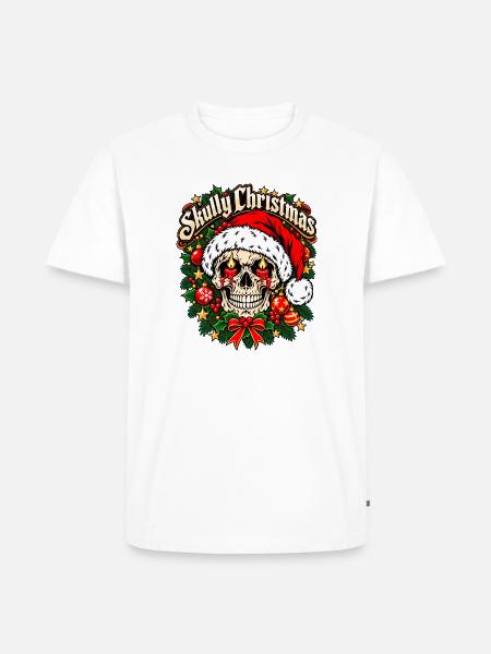 Skully Christmas - Männer Premium Bio T-Shirt - Weiß