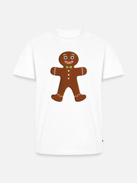 Lebkuchenmann - Klassisch mit Fliege - Männer Premium Bio T-Shirt - Weiß