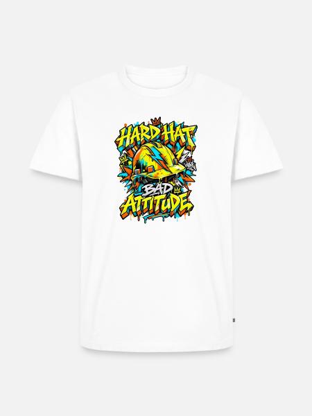 Graffiti Hard Hat Bad Attitude - Männer Premium Bio T-Shirt - Weiß