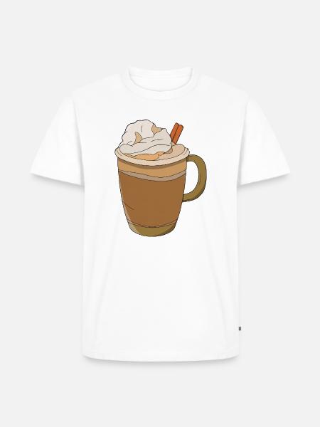 Herbst-Schlagsahne-Kaffee Kürbis-Gewürz-Latte - Männer Premium Bio T-Shirt - Weiß