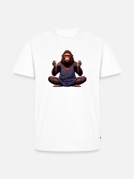 Affen Yoga / Yogi Affe - Männer Premium Bio T-Shirt - Weiß