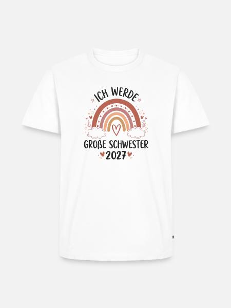 Große Schwester 2027 Boho Regenbogen - Männer Premium Bio T-Shirt - Weiß