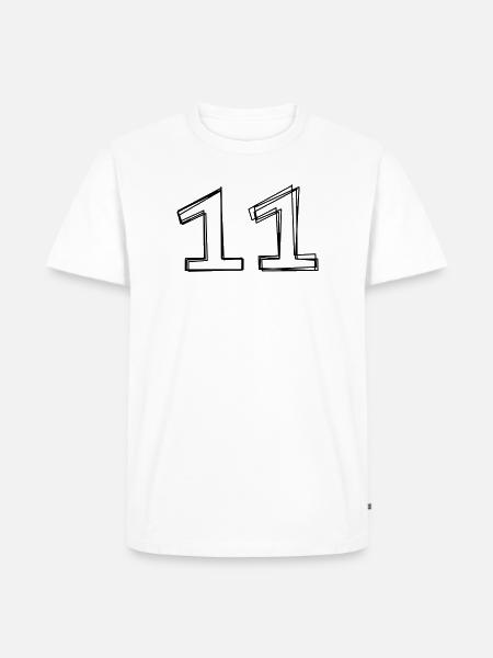 Zahl 11 handgezeichnet - Männer Premium Bio T-Shirt - Weiß