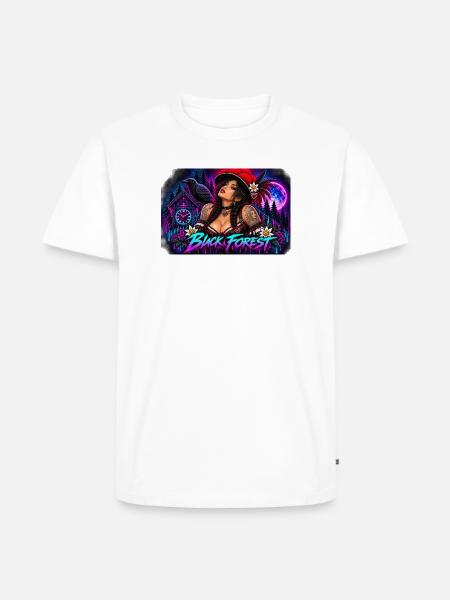 Neon Schwarzwald Pinup - Männer Premium Bio T-Shirt - Weiß