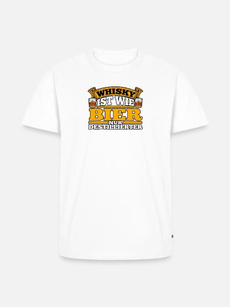 Whisky wie Bier Destilliert - Männer Premium Bio T-Shirt - Weiß