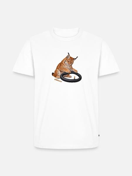 Luchs flickt einen Fahrradschlauch - Männer Premium Bio T-Shirt - Weiß