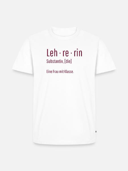 Lehrerin Substantiv Definition Schule Geschenk - Männer Premium Bio T-Shirt - Weiß