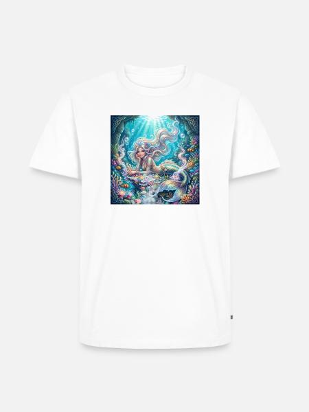 Korallenmeerjungfrau unter Gezeiten - Männer Premium Bio T-Shirt - Weiß