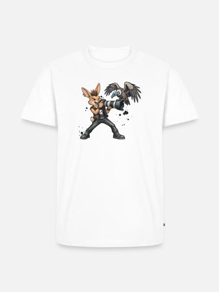 Punk-Hase, der Safari-Fotograf - Männer Premium Bio T-Shirt - Weiß