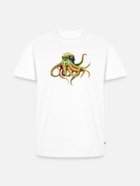 Neon-Oktopus  - Männer Premium Bio T-Shirt - Weiß