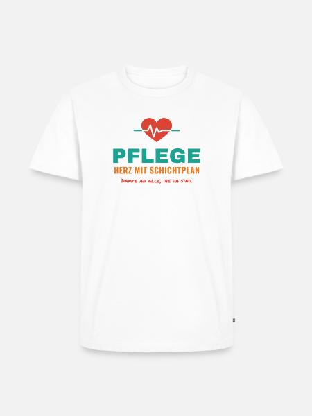 Pflege – Herz mit Schichtplan - Männer Premium Bio T-Shirt - Weiß