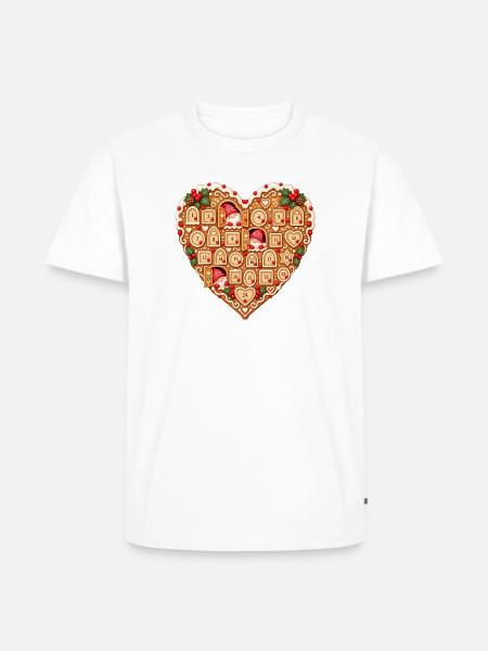 Lebkuchenherz Adventskalender mit Wichteln - Männer Premium Bio T-Shirt - Weiß