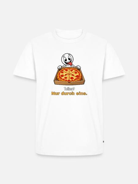 Pizza teilen – nur durch eins - Männer Premium Bio T-Shirt - Weiß