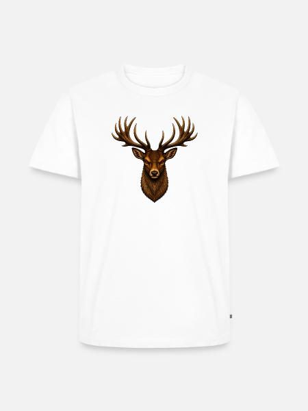 Rothirsch - Männer Premium Bio T-Shirt - Weiß