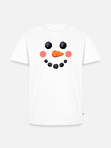 Lächelndes Schneemann Gesicht - Männer Premium Bio T-Shirt - Weiß