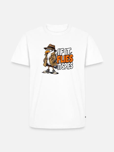 Spy Seagull Noir - Männer Premium Bio T-Shirt - Weiß
