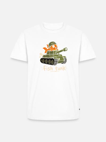 Fischtank Panzerheld Cartoon - Männer Premium Bio T-Shirt - Weiß