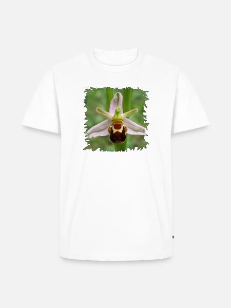 Bienenragwurz Blüte im Schwarzrand - Männer Premium Bio T-Shirt - Weiß