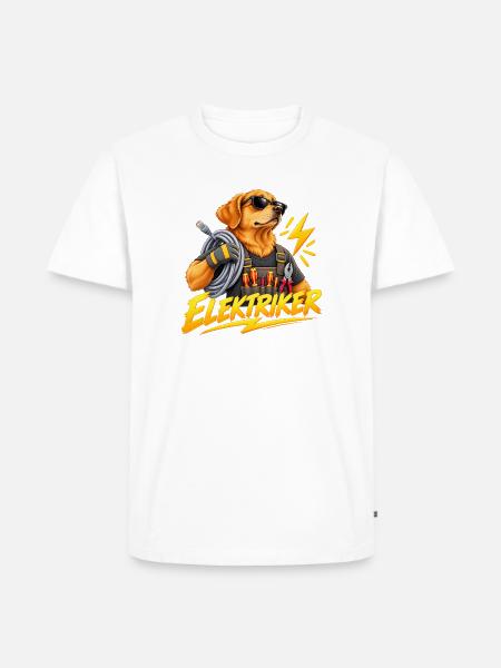 Elektriker Hund Kabelrolle - Männer Premium Bio T-Shirt - Weiß
