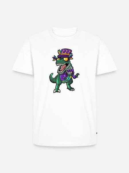 Mardi Gras Dino - Männer Premium Bio T-Shirt - Weiß