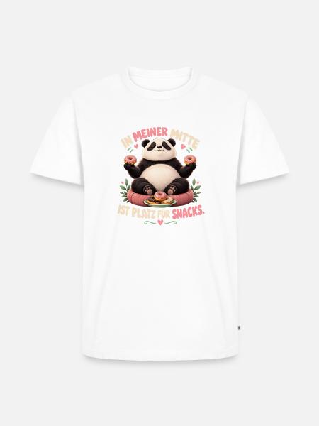 Panda mit Snacks - Männer Premium Bio T-Shirt - Weiß
