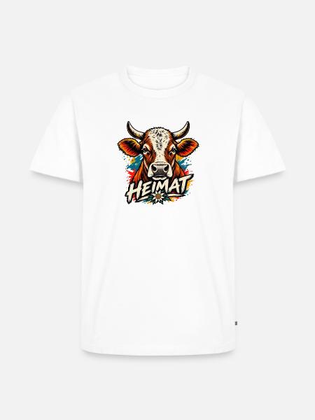 Heimat Kuh Kunstprint - Männer Premium Bio T-Shirt - Weiß