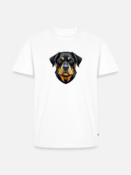 Rottweiler-Hundekopf - Männer Premium Bio T-Shirt - Weiß